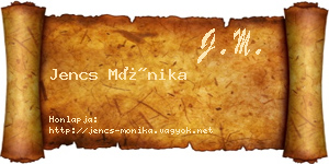 Jencs Mónika névjegykártya