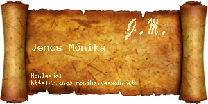 Jencs Mónika névjegykártya